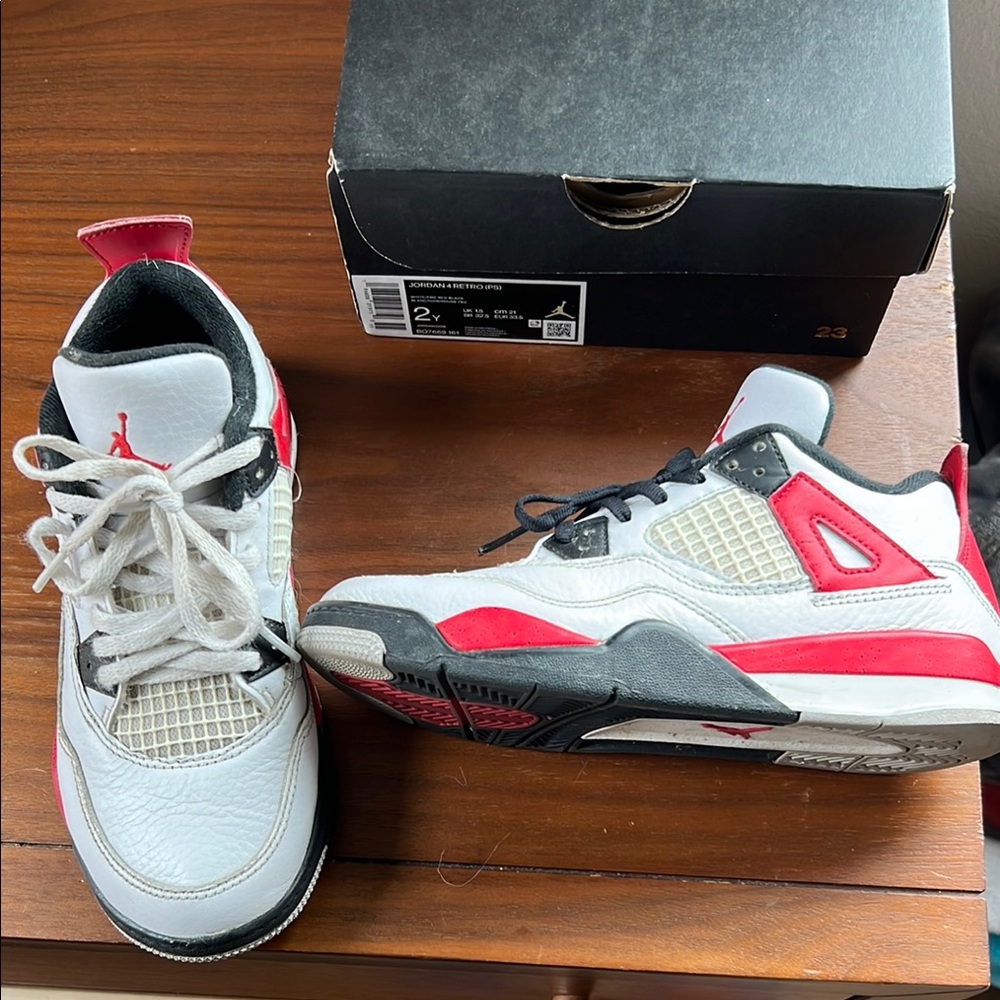 White and Red Athletic Sneakers
